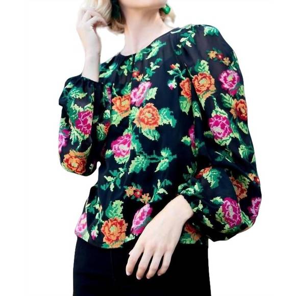 NEW EVA FRANCO harlow top in crossstitch rose - Picture 2 of 3